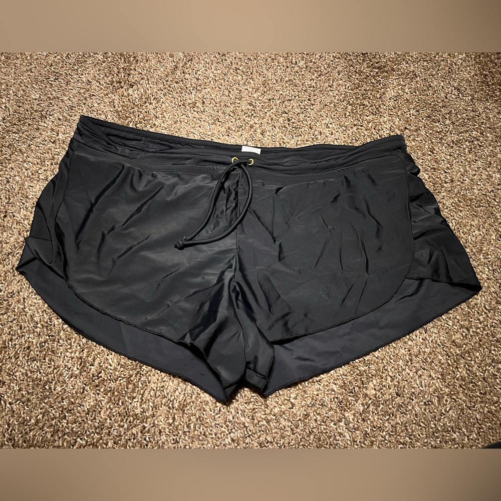 Women’s Black Swim Shorts with Drawstring